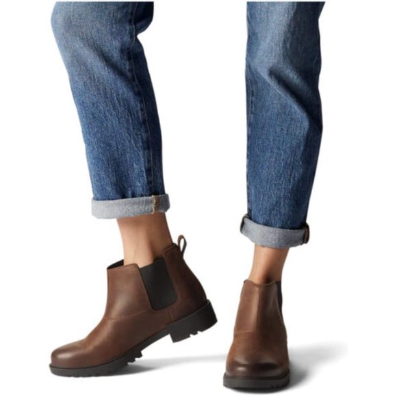 Brand New SOREL Women's Emelie 2 Chelsea Waterproof Leather Boot - Brown - Picture 7 of 11